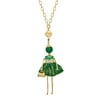 Le Amiche Gold-tone Jade Green and Yellow Lace Doll Charm Pendant With Chain; for Adults and Teens; for Women and Men