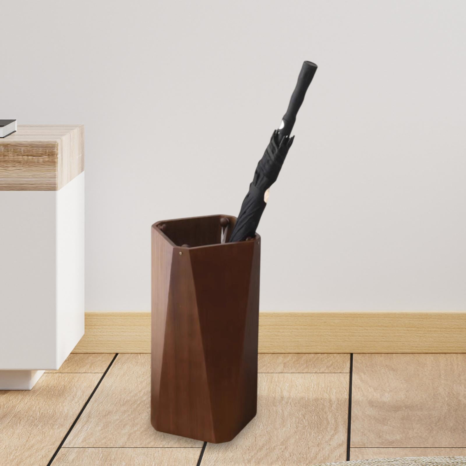 oshhni Wooden Umbrella Holder Creative Organizer Bin for Hallway Supermarket Office Brown
