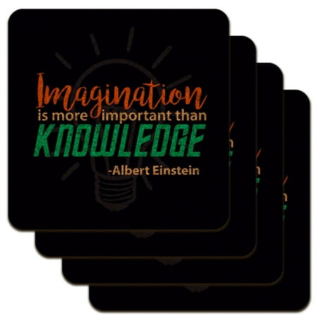 

Imagination More Important than Knowledge Einstein Quote Low Profile Novelty Cork Coaster Set