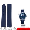 thumbnail image 3 of Correa de caucho fluorado FKM suave con extremo curvo de 20 mm para reloj de silicona Seiko, correa de reloj Omega Seamaster 300 AT150, negra y azul, 3 of 5