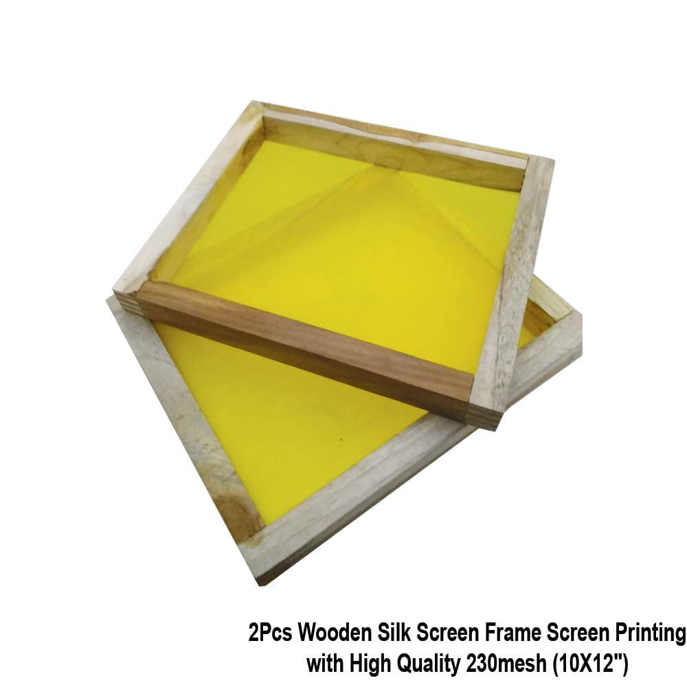 2 Wood Silk Screen Frame for Screen Printing (10x12) 230 mesh Yellow