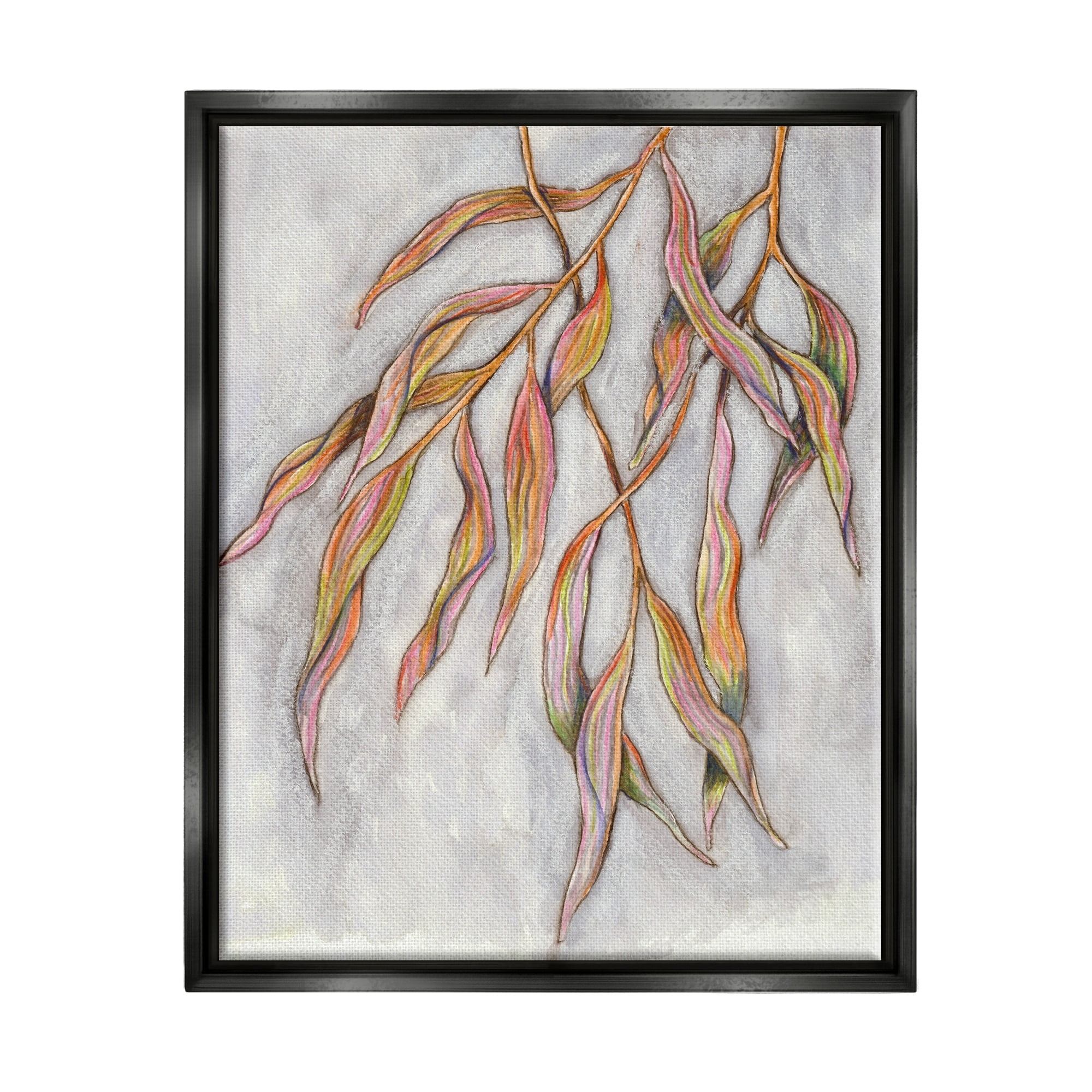 Stupell Industries Withering Leaves Botanicals Hanging Modern Watercolor Detail Painting Luster Gray Floating Framed Canvas Print Wall Art, Design by Elvira Errico