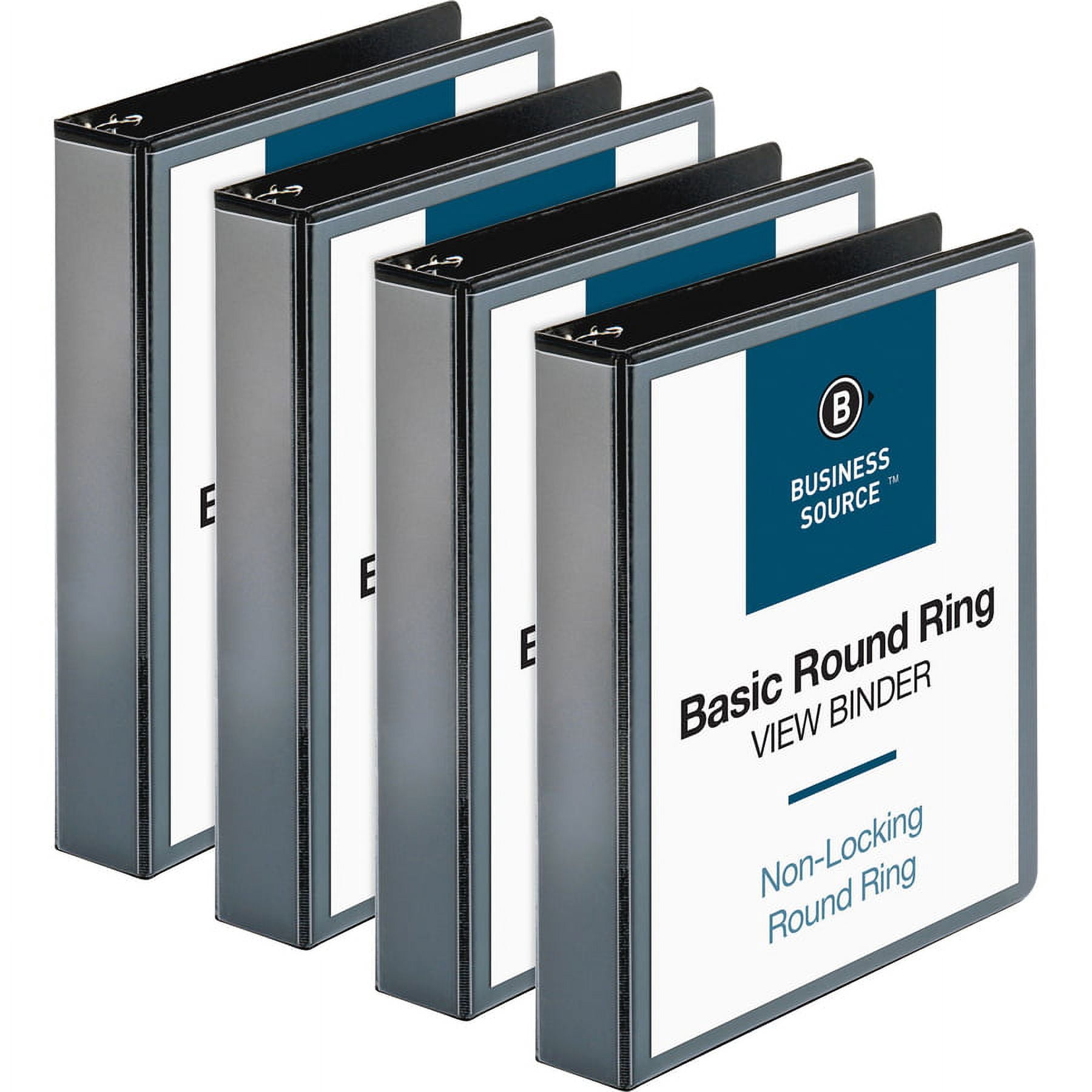 Business Source Round Ring View Binder - 1 1/2" Binder Capacity - Letter - 8 1/2" X 11" Sheet Size - 350 Sheet Capacity - Round Ring Fastener(s) - 2 Internal Pocket(s) - Chipboard, Polypropylene -