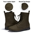 thumbnail image 4 of SIMANLAN Women Ankle Boots Winter Non Slip Lace Up Leather Shoes Work Short Booties for Ladies Army Green 5.5, 4 of 10
