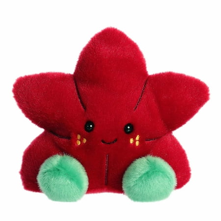 Aurora - Mini Red Festive Stuffed Animal - 5 Carmine Poinsettia - Palm Pals
