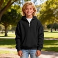 thumbnail image 5 of LJEFF Boys Waffle Knit Half Zip Hoodie, Lightweight Soft Casual Pocket Kids Pullover Top Black Size 8, 5 of 7