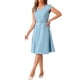 thumbnail image 4 of Vestidos de cóctel estilo CHIC Inspire para mujer, con cinturón, escote en V, mangas cortas, vestido fluido en línea A, color azul, 4 of 6