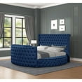 thumbnail image 3 of Round Shaped Velvet Upholstered Bed, Luxury Wood Queen Bed Frames with Tufted Headboard and TV Stand and USB Chargers for Bedroom, 3 of 6