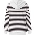 thumbnail image 4 of Jersey informal para mujer, a rayas, con botones estampados, sudaderas con capucha, cordón de manga larga, blusa de bolsillo con capucha, Tops, sudaderas Fridja  ghj987+6744, 4 of 4