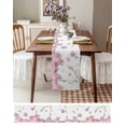 thumbnail image 3 of Pink Flowers Table Runner 70 Inches, Cartoon Botanical Floral Vines Leaves Bed Runner Dresser Scarves Tabletop for Indoor Outdoor Parties/Ceremony/Banquet, 13" x 70", 3 of 8