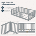 thumbnail image 6 of Miniyam Twin Size Floor Bed with High Safety Fence for Kids, Gray, 6 of 7