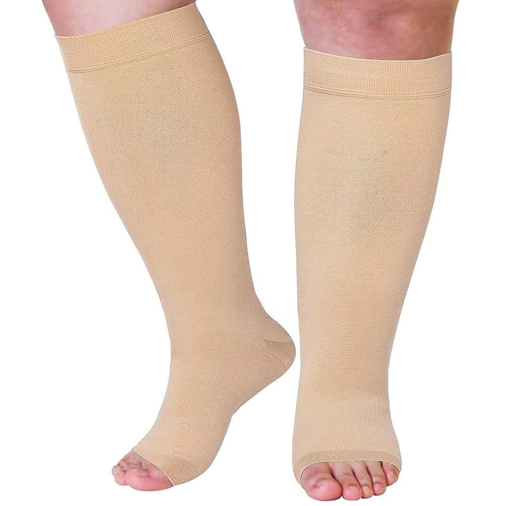 1 Pair Wide Calf Compressing Socks Open Toe Calf Socks for Women and