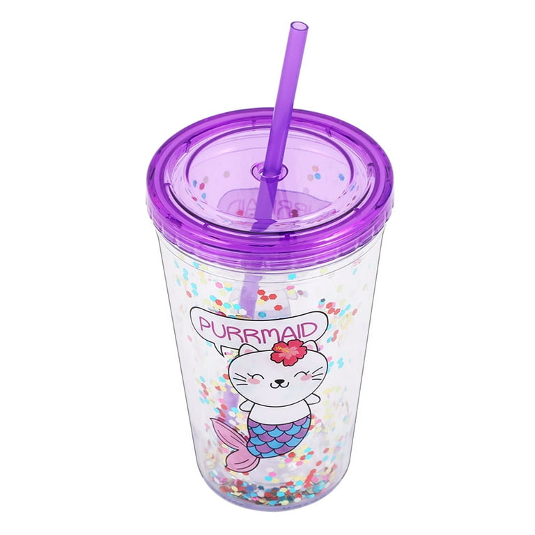 Cute Tumbler with Lid and Straw Double Wall Insulated Acrylic Cup for Girls  Women Kids, 18oz/550ml (Unicorn)