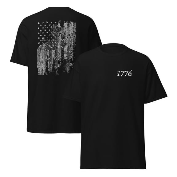 Wraptap Graphic Tees for Men and Women – American Flag 1776 Distressed Graphic Tee, Patriotic Men and Women T-shirts (Black, S)