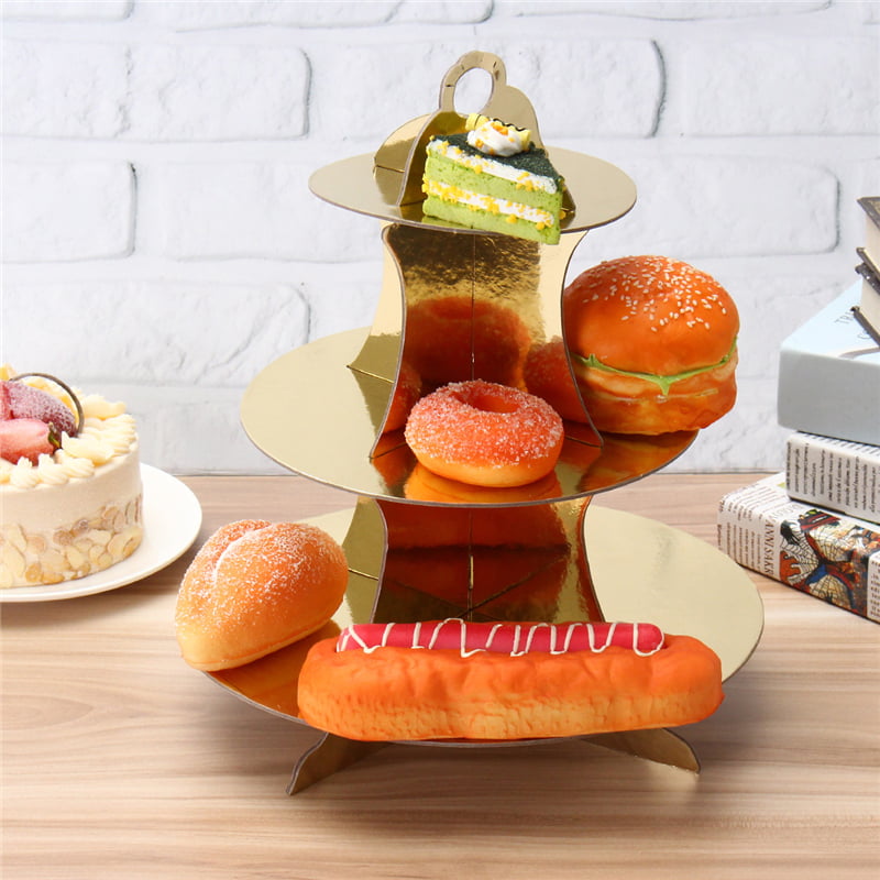 3 Tier Card Paper Round Cupcake Stand Birthday Bar Wedding Party Display Stand 