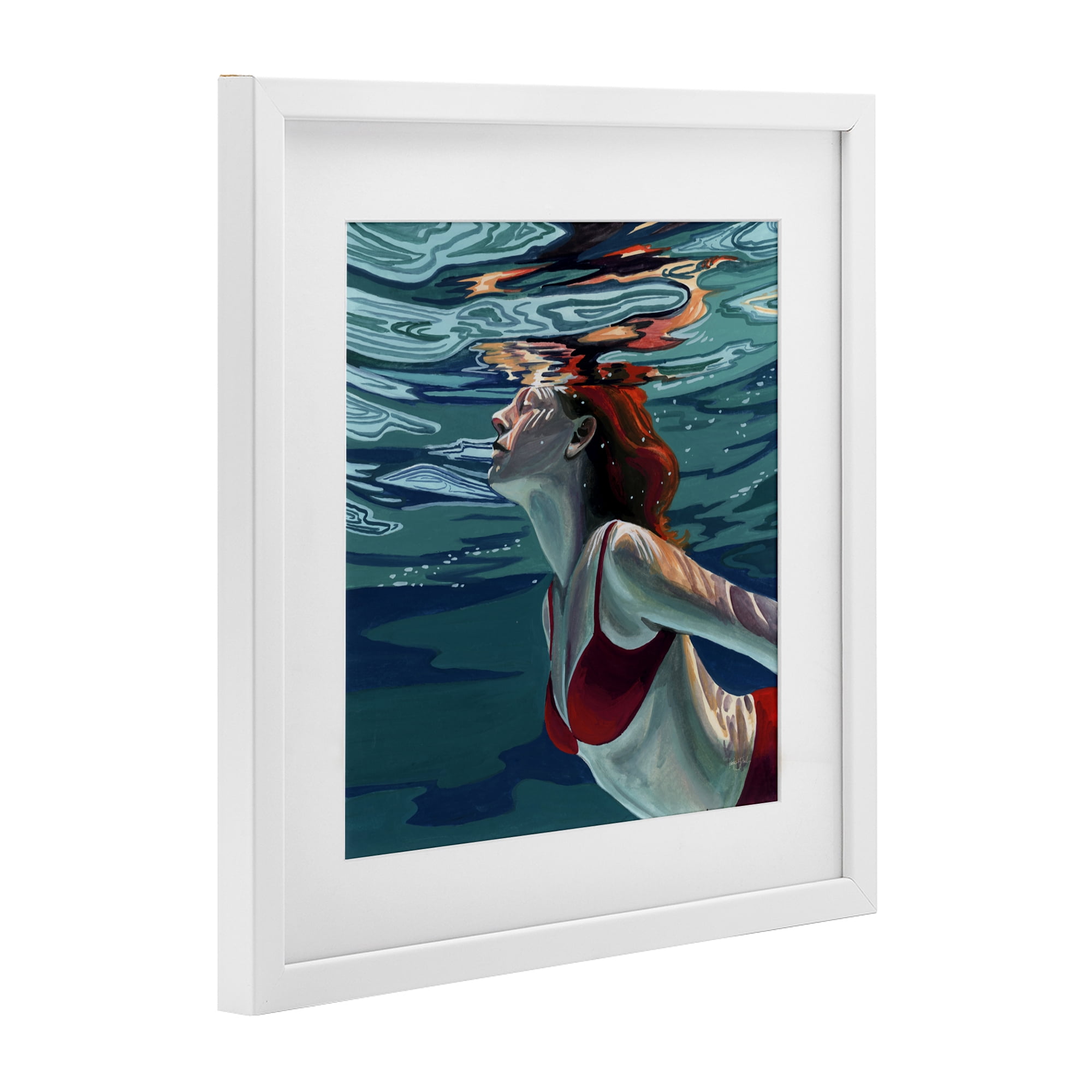 Stupell Industries Swimming To The Surface White Framed Print Under Glass, design by Kate Jarvik Birch
