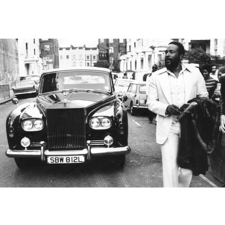 Marvin Gaye 24x36 Poster cool pose with Rolls Royce in London