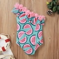 thumbnail image 4 of uublik Baby Swimsuit Girl Ruffle Print Bikini One-Piece Swimwear Swimsuit Beachwear,Sizes 1T-5T, 4 of 5