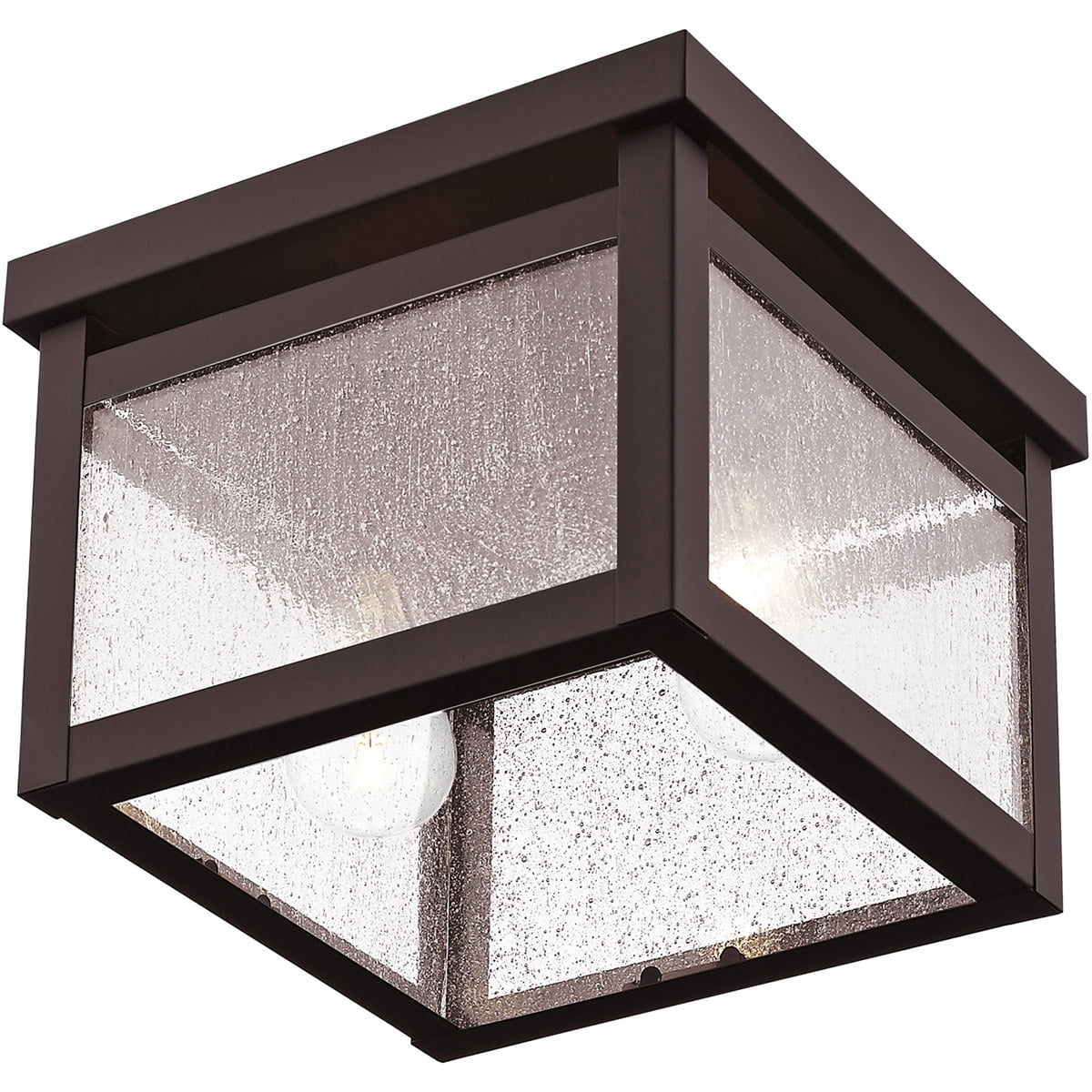8 inch 2 Light Bronze Ceiling Light fixture with Clear Seeded Glass Shade