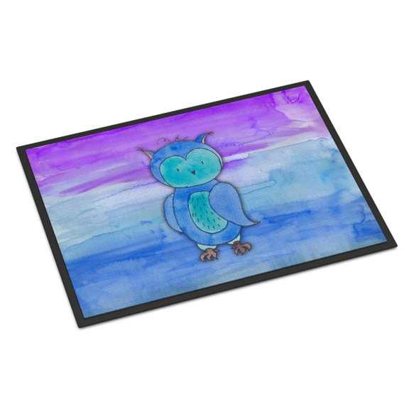 Carolines Treasures BB7426JMAT 24 x 36 in. Blue Owl Watercolor Indoor or Outdoor Mat