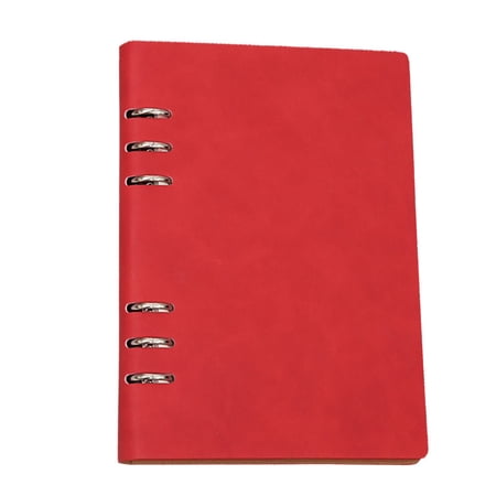 CMrtew Notebooks for Work Business Student Hollow Leather Metal Hardcover Refillable 6 Ring Diary Personal Planning Notebook (Blue Black Red A5)Daily Journals for Men Women School Office