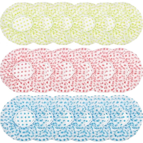 18 Pack Shower Caps for Women,Waterproof Reusable & Disposable Adjustable Bath Caps For for Shower,Spa,Salon,Housework,Home,Trave