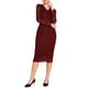 thumbnail image 2 of VESTIDO MIDI DE ENCAJE FLORAL CON MANGAS LARGAS TRANSPARENTES Y ESCOTE EN V PARA MUJER INSPIRE CHIC S VINO ROJO, 2 of 5