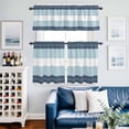 thumbnail image 2 of Haze Blue Aqua Stripe Kitchen Curtains Sets for Windows 36 Inch Length, Modern Art Horizontal Striped Rod Pocket Window Treatments Tier Curtains and Valances Set for Bedroom/Bathroom, 2 of 8