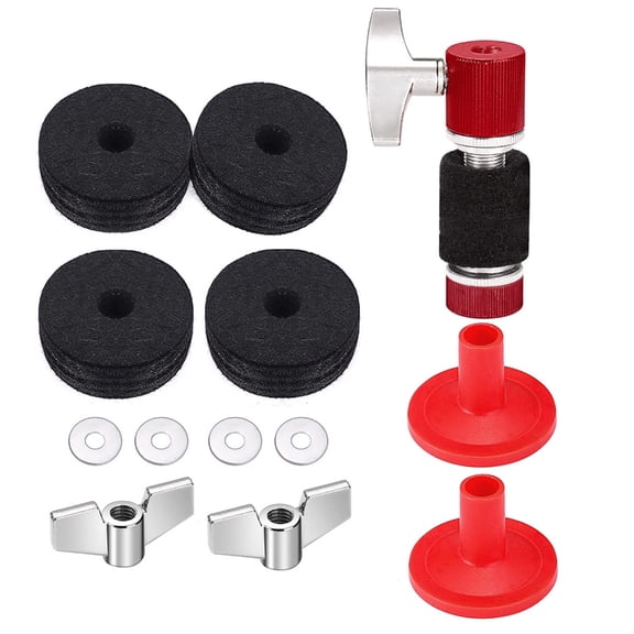 13Pcs Cymbal Replacement Accessories Cymbal Stand Felts and Sleeves with Wing Nuts, Washer,Drum Key Drum Cymbal Felt Pad