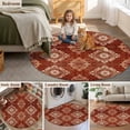 thumbnail image 5 of Round Rugs 3.3Ft, Vintage Brown Round Area Rug Washable Indoor Throw Carpet, Boho Ethnic Geometric Abstract Art Southwestern Soft Non Slip Circle Rug for Laundry Room Patio Home Decor Aesthetic, 5 of 8