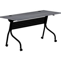 Lorell Charcoal Flip Top Training Table Charcoal Rectangle, Melamine Top - Black Four Leg Base - 4 Legs - 60" Table Top Width x 23.60" Table Top Depth - 29.50" Height - Melamine