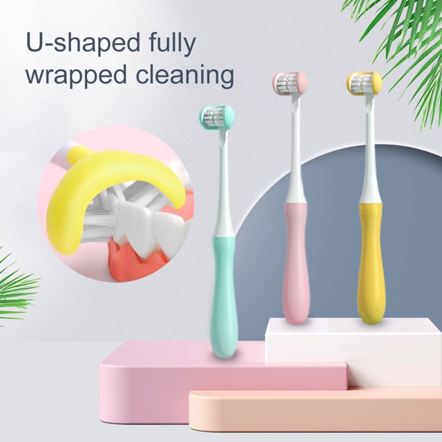 Baby Toothbrush Comfortable Grip U Type Safe Compact Creative Oral Care Tool Durable Three-sided Baby Toothbrush for Bathroom