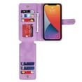 thumbnail image 6 of ELEHOLD Luxury Wallet Case for iPhone 12 Pro /iPhone 12 (6.1") Card Slots Zipper Purse Stand Function with Crossbody Strap Wrist Strap PU Leather Shockproof Case for iPhone 12 Pro / 12,Lightpurple, 6 of 7