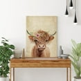 thumbnail image 4 of WFSposter Highland Cow Canvas Wall Decor Funny Cow with Pink Flowers Wall Art Print Retro Animal Framed Artwork for Living Room Bedroom children's room Home Decoration Ready to Hang 12x16 Inch, 4 of 6