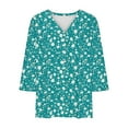 thumbnail image 4 of CYMMPU Loose Fit V Neck Tunic Tops Boho Blouses for Women Dressy Casual Fall Trendy Shirts Flower Pattern Spring Tops 3/4 Sleeve Plus Size T-Shirt Multicolor L, 4 of 4