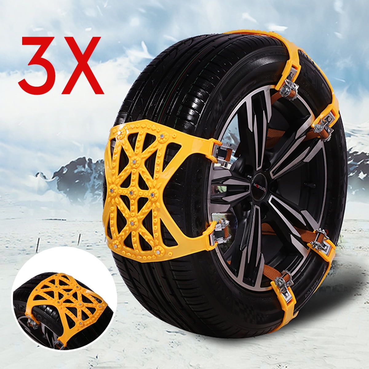 1/2/3x Car Snow Chains Beef Tendon Vehicles Wheel Tyre Antiskid TPU