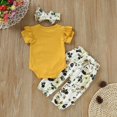 thumbnail image 3 of Baby Girl Short Sleeve Romper +Halen Pants +Headband Clothes Set, 3 of 7