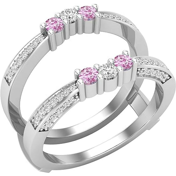 beryl_creation 14K White Gold Plated 1.55 Ct Round Cut White Diamond Wedding Engagement Cluster Pinky Ring 925 Sterling Silver For Men's -8.5