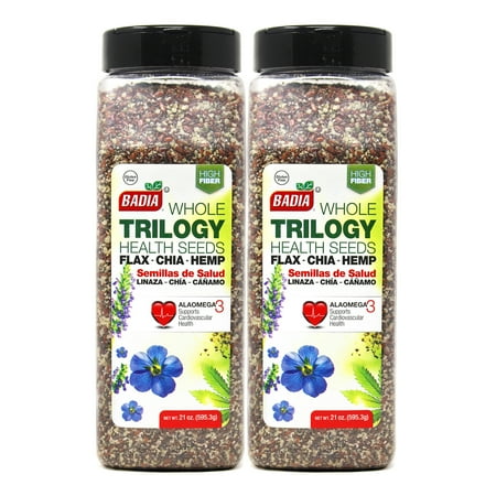 Badia Trilogy Seeds, Whole Flax, Chia, & Hemp, 21 oz - Palatize Pack of 2