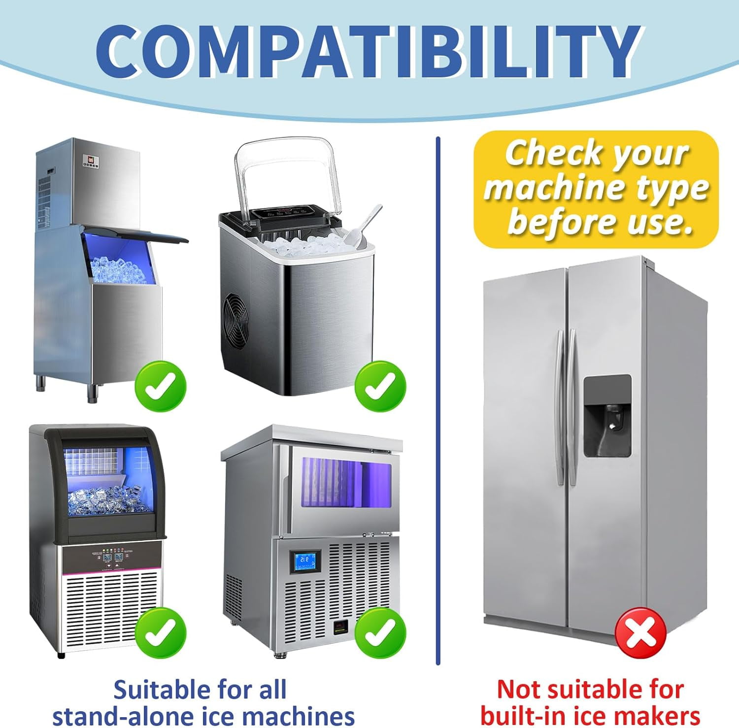 Ice Machine Cleaner Maker and Descaler - 24 Tablets Compatible with All Major Brands, Nickel Safe Countertop Portable Commercial Icemaker Cleaning Solution