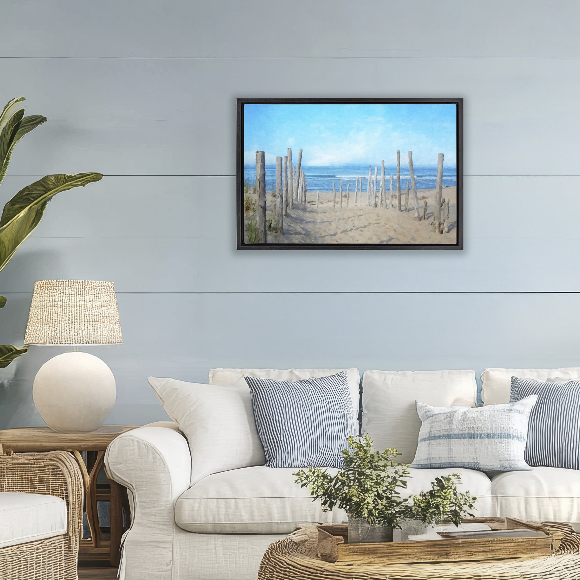 Stupell Industries National Seashore Vista Black Framed Floater Canvas Wall Art, design by Grotto Studios