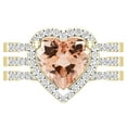 thumbnail image 2 of Dazzlingrock Collection 9mm Heart Shaped Center Morganite with Round White Diamond Halo Style Engagement Ring Set for Women (0.63 ctw, Color I-J, Color I1-I2) in 18K Yellow Gold, Size 4, 2 of 4