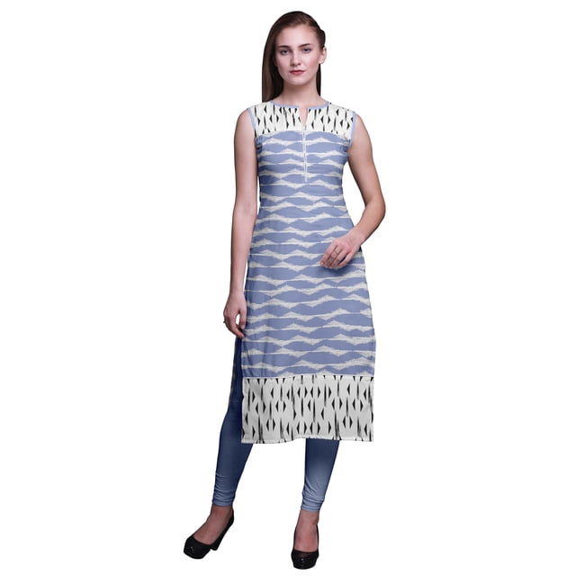 Bimba Kurtis Sans Manches pour Femmes, Kurta Droite Imprimée pour Femmes, Haut Indien, Grand
