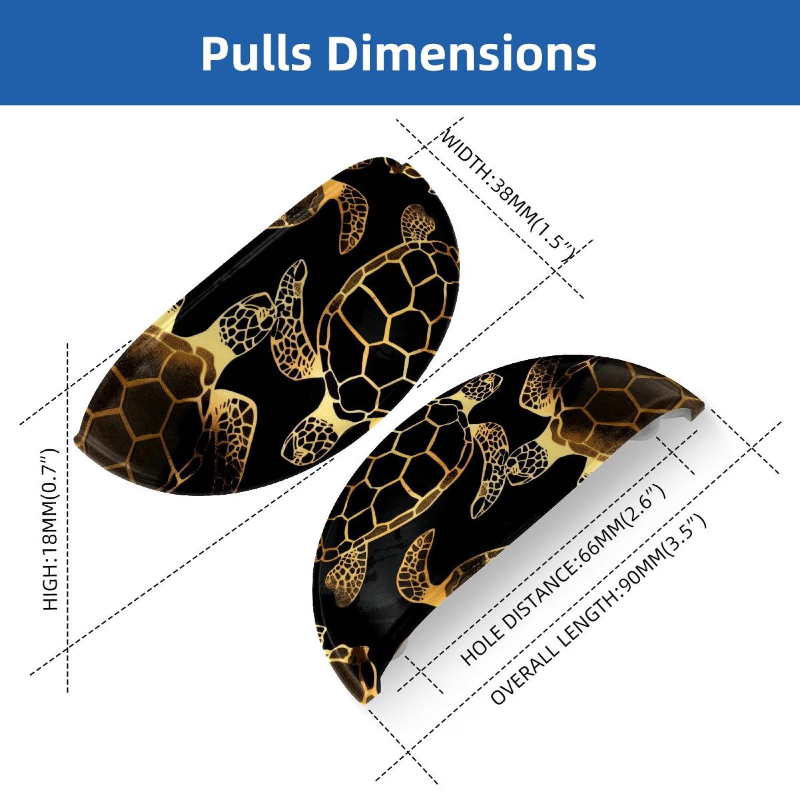 PhooArto 6 Pcs Cup Drawer Pulls, Sea Turtle Golden Patterns Shell Shape Handles Cabinet Knobs for Dresser Cupboard Closet Wardrobe with Screws