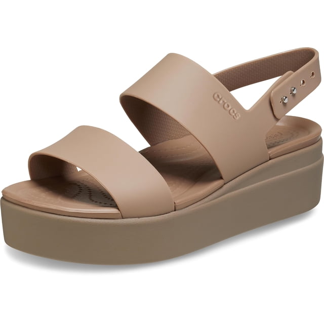 Sandalia Crocs Brooklyn Cuña Baja Latte Mushroom Talle 9 M