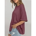 thumbnail image 3 of Oversized T Shirts for Women Short Sleeve Loose Fit Crewneck Summer Tops Casual Basic Rolled Sleeves Tee Shirt, 3 of 6