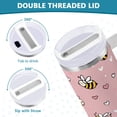 thumbnail image 5 of 40 oz Insulated Stainless Steel Tumbler Double Wall Stainless Steel Tumbler with 2-Way Drinking Small Heart and Bee Patterns, 5 of 9