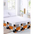 thumbnail image 2 of Orange Black Grey Bed Skirt King Size, Middle Century Irregular Geo Abstract Art Wrap Around Bed Skirting with Adjustable Elastic Strap, Dust Ruffle Pleated Bedskirts 16 Inch Drop for Bedroom Beds, 2 of 9