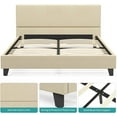 thumbnail image 4 of mecor Upholstered Linen Platform Bed Frame | Queen Bed Frame with Fabric Headboard / Strong Wood Slats Support / Easy Assembly - Queen / Beige, 4 of 8