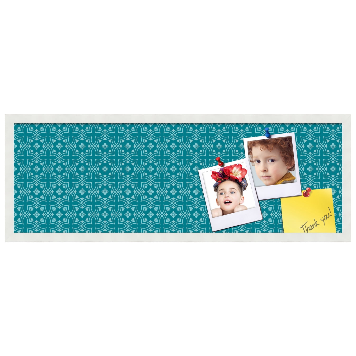 PinPix ArtToFrames 34x10 Custom Cork Bulletin Board    Poster Board Has a Fabric Style Canvas Finish, Framed in Satin White Frame (PinPix-596)